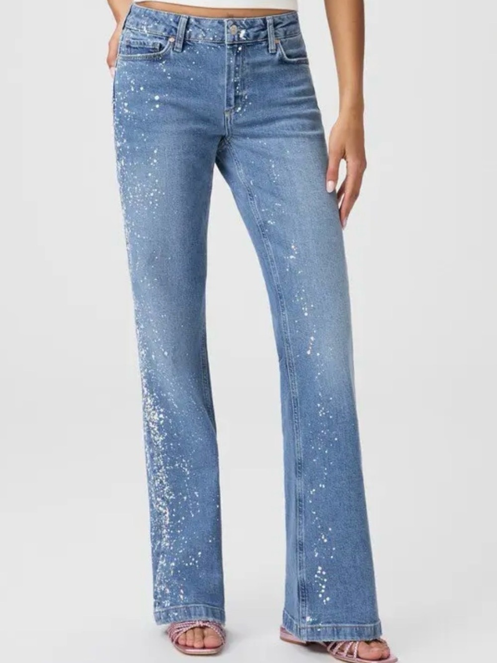 PAIGE Sabine High Rise Wide Leg Artist‎ Distressed Size 29 Boho White Splatter